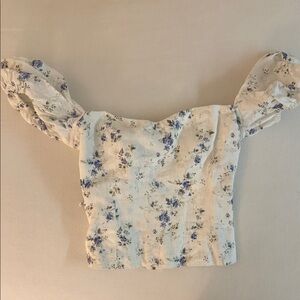 Reformation Blue and White Floral Blouse